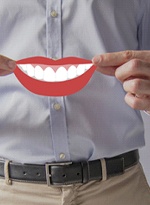 Man holding digital lips