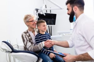 Mother and son at family dentist